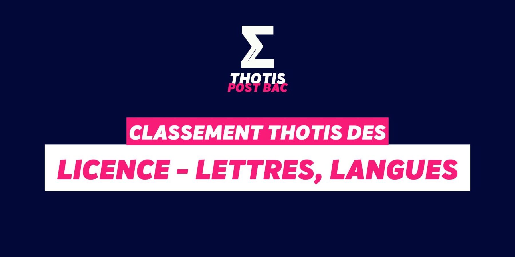 Classement Thotis - Licence Lettres, langues
