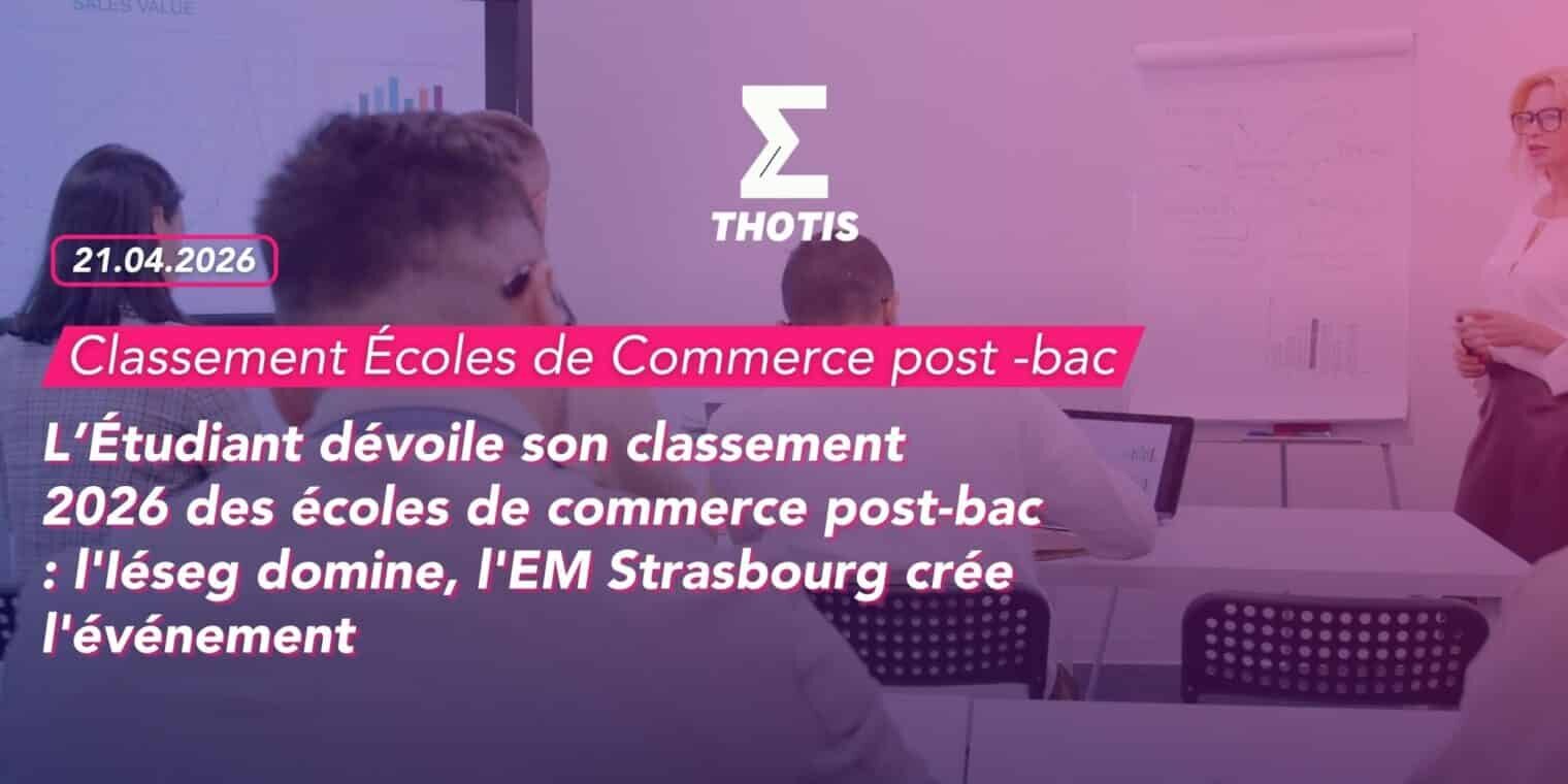 L’Étudiant dévoile son classement 2026 des écoles de commerce post-bac l’Iéseg domine, l’EM Strasbourg crée l’événement L’Étudiant dévoile son classement 2026 des écoles de commerce post-bac : l'Iéseg domine, l'EM Strasbourg crée l'événement